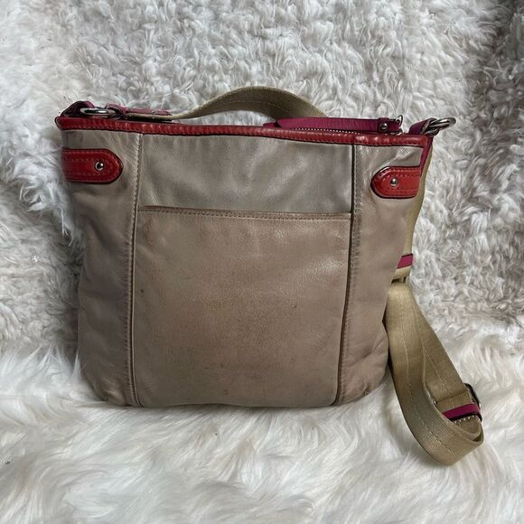 Coach  Daisy LEATHER Sand and orange medium Shoulder bag.silver tone hardwares - Picture 2 of 16